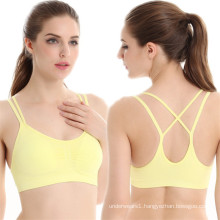 Women's Seamless yoga Sports bra  back cross wireless Gym bra